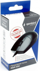 Мышь Gembird MOP-420 (USB, optical, 1000dpi, 1.8m, black)