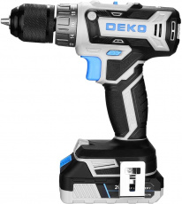 Дрель-шуруповёрт DEKO Loner 20V (085-1005) (безударная, щёточная, реверс, 1350rpm, 45Нм, аккумулятор 2шт. - Li-Ion, 20V, 3.0 Ач)