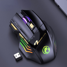 Мышь беспроводная iMICE GW-X7 (optical, 5500dpi, аккумулятор, бесшумная, игровая, RGB подсветка, black)
