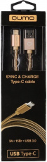 Кабель USB 3.0 Am - Type-C 1.0m (22504, 3A, 15W, стальная пружина, gold) QUMO