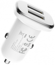 Зарядное устройство от прикуривателя Borofone BZ12 (12/240V - USB, 2 USB разъёма, 2.4А max, кабель Type-C 1m, white)