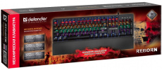 Клавиатура Defender Reborn GK-165DL (USB, механическая, регулируемая радужная подсветка, игровая, мультимедийная, промо-код "Crossout", black)