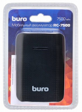 Внешний аккумулятор Buro RC-7500 (литий-ионный, 7500mAh, 1*USB - 1A, вход 1А, black)
