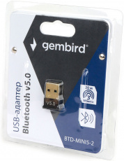 Bluetooth USB Adapter Gembird BTD-MINI5-2 (Bluetooth 5.0, 20m, Nano, black)