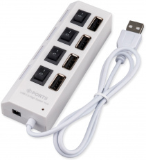 USB 2.0 HUB Gembird UHB-243-ADW (4 порта, активный, выключатели, 0.45m, white)
