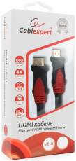 Кабель HDMI (m) - HDMI (m) 1.0m (CC-S-HDMI03-1M, 4K, ver.1.4, с позолоченными контактами, black-red) Cablexpert