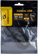 Кабель USB 2.0 Type-C - Type-C 1.0m (CC-USB2-CMCM-100-1M, медь, 5A, 100W, быстрая зарядка, QC3.0, PD, black) Cablexpert
