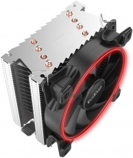 Вентилятор PCCOOLER GI-X4R (1150/1151/1155/1200/1700/AM4, 120mm, Al, Hydro, 1000-1800rpm, 8-27dBa, 4 тепловые трубки, 4pin, PWM, 145W, red LED, black) RTL