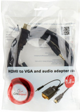 Кабель HDMI (m) => VGA (m) + audio (A-HDMI-VGA-03-10, 3.0m, экранированный, black) Cablexpert