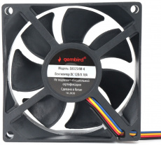 Вентилятор Gembird D8025HM-4 (80x80x25mm, Hydro, <3000rpm, <35dBa, 4pin, PWM, black) OEM
