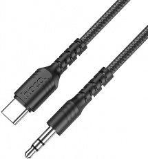 Кабель-переходник USB Type-C (m) - 3.5mm Jack (m) (UPA17, 1m, нейлоновая оплётка, black) hoco