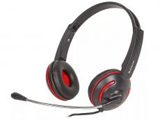 Наушники Defender Aura 115 (накладные закрытые, для мобильных устройств (переходник для ПК), с микрофоном, 2m, black-red)