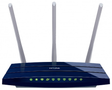 Роутер TP-LINK TL-WR1045ND (450Mbps, 2.4GHz, 4-ports, 1000Mbps, 3 съёмные антенны 5dBi, USB, USB Printer/FTP Server, black)