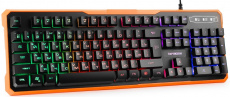 Клавиатура Гарнизон GK-320G (USB, регулируемая подсветка, антифантомные механизированные клавиши, игровая, мультимедийная, black-orange)