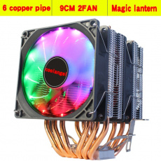 Вентилятор Coolangel (1150/1151/1155/1156/1200/1366/775/FM1/FM2/AM3/AM4, 2x92mm, Hydro, 800-2000rpm, 15-25dBa, 6 тепловых трубок, 4pin, RGB fixed LED, 150W) RTL