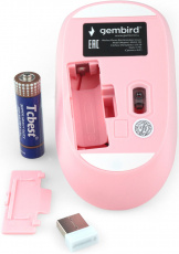 Мышь беспроводная Gembird MUSW-390 (optical, 1600dpi, AA, pink)