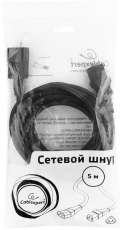Кабель питания (PC-189-VDE-5M, сис. блок - монитор, 5.0m, 0.75мм2, 10A, black) Cablexpert