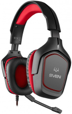 Наушники Sven AP-G333MV (полноразмерные закрытые, с микрофоном, регулятор, 2.2m, игровые, black-red)