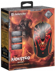 Мышь Defender Monstro GM-510L (USB, optical, 3200dpi, игровая, подсветка, промо-код "Crossout", 1.5m, black)