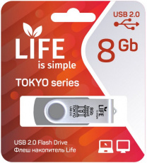 Флеш накопитель USB 2.0 8Gb LIFE TOKYO (LF08TOSILVER-01, silver)