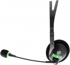 Наушники Oklick HS-M100 (накладные открытые, с микрофоном, 1.8m, black-green)