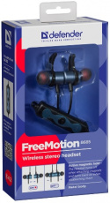 Гарнитура Defender FreeMotion B685 (затычки, беспроводная, Bluetooth 4.2, с микрофоном, до 4 часов работы от батареи, black-blue)