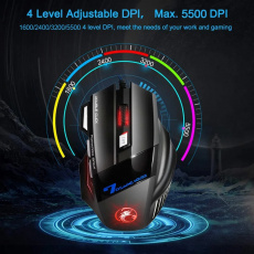 Мышь iMICE X7 (USB, optical, 5500dpi, игровая, RGB подсветка,1.65m,  black)