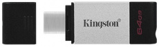 Флеш накопитель USB 3.2 64Gb Kingston DataTraveler 80 (DT80/64GB, OTG Type-C, 200MB/s, black-silver)