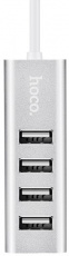 USB 2.0 HUB hoco HB1 (4 порта, dark aluminum)