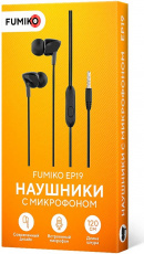 Наушники FUMIKO EP19 (FEP19-02, затычки, для мобильныx устройств, с микрофоном, 1.2m, black)