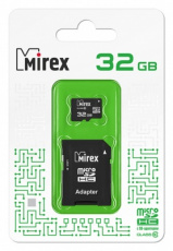 Карта памяти SDmicro Card 32GB Mirex (Class 10, адаптер SD)