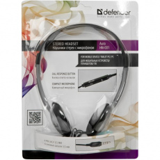Наушники Defender Aura HN-001 (накладные открытые для мобильный устройств, микрофон, 1.2m, графит)