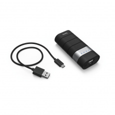 Внешний аккумулятор Hama Joy (137491, литий-ионный, 5200mAh, USB - 2.1A, вход 2.1А, кабель 0.15m - microUSB, black-silver)