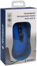 Мышь Gembird MOP-400-B (USB, optical, 1000dpi, бесшумный клик, 1.5m, soft-touch, black-blue)