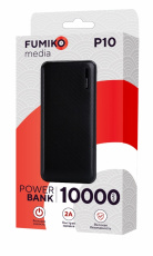 Внешний аккумулятор FUMIKO P10 (FPB-010) (литий-полимерный, 10000mAh, выход 2A, вход 2A, black)