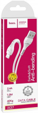 Кабель USB 2.0 Am - Lightning 1.0m (X37 Cool power, 2.4A, быстрая зарядка, white) hoco