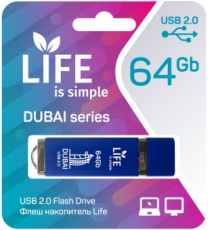 Флеш накопитель USB 2.0 64Gb LIFE DUBAI (LF64DUBLUE-01, blue)