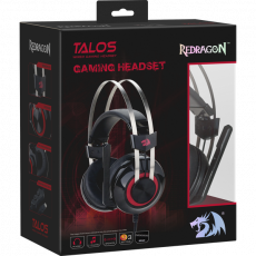 Наушники Redragon TALOS (полноразмерные закрытые, подключение по USB, c микрофоном, игровые, виртуальный объёмный звук 7.1, 2m, black-red)