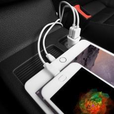 Зарядное устройство от прикуривателя hoco Z12 Elite (12/24V - USB, 2*USB, 2.4А, кабель Lightning 1m, white)