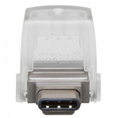 Флеш накопитель USB 3.1 64Gb Kingston DataTraveler microDuo 3C (DTDUO3C/64GB, OTG Type-C, 100MB/s, silver)