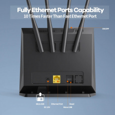 Роутер CPF906 (300Mbps, 2.4GHz, 1 port, 4 внешние несъёмные антенны, 4G LTE, Micro SIM, black)