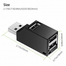USB 3.0 HUB (3 порта, 2*USB 2.0 + USB 3.0, black)