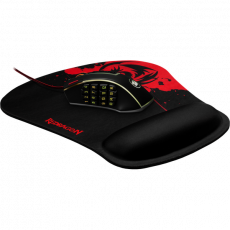 Коврик для мыши Redragon (LIBRA, тканевый на резиновой основе, игровой, подставка под запястье, black-red, 259x248x3mm)