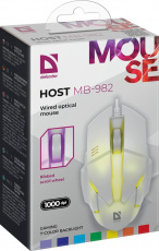 Мышь Defender Host MB-982 (USB, optical, 1000dpi, игровая, подсветка, 1.8m, white)