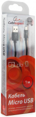 Кабель USB 2.0 Am - micro USB 1.0m (CC-S-mUSB01BK-1M, серия Silver, black) Cablexpert