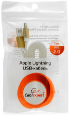 Кабель USB 2.0 Am - Lightning 1.0m (CC-ApUSBgd1m, мультиразъём, силиконовый шнур, пакет, white-gold) Cablexpert