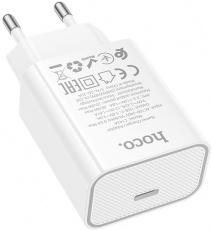 Адаптер питания hoco C143A Benefit (100/240V - USB Type-C, 3А, 20W, быстрая зарядка, PD 20W, white)