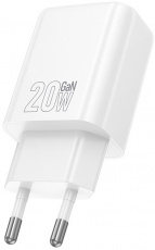Адаптер питания hoco N61 Gentle (100/240V - USB, USB Type-C, 3А, 20W, быстрая зарядка, QC3.0, PD, GaN, white)