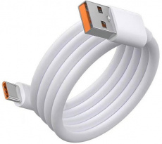 Кабель USB 2.0 Am - Type-C 2.0m (6A, 66W, быстрая зарядка, силиконовый, white)