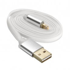 Кабель USB 2.0 Am - Lightning 1.0m (ACD-U915-P6W, мультиразъём, плоский силиконовый шнур, индикатор заряда, white-silver) ACD